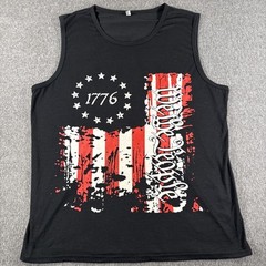 Mens T Shirt Large 1776 USA Sleeveless Patriotic Country Black, Red, White