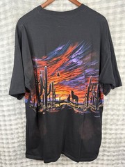 VTG Cal Cru T-Shirt Mens XL Black Desert Sunset Wolf Cactus Graphic Habitat XCIV