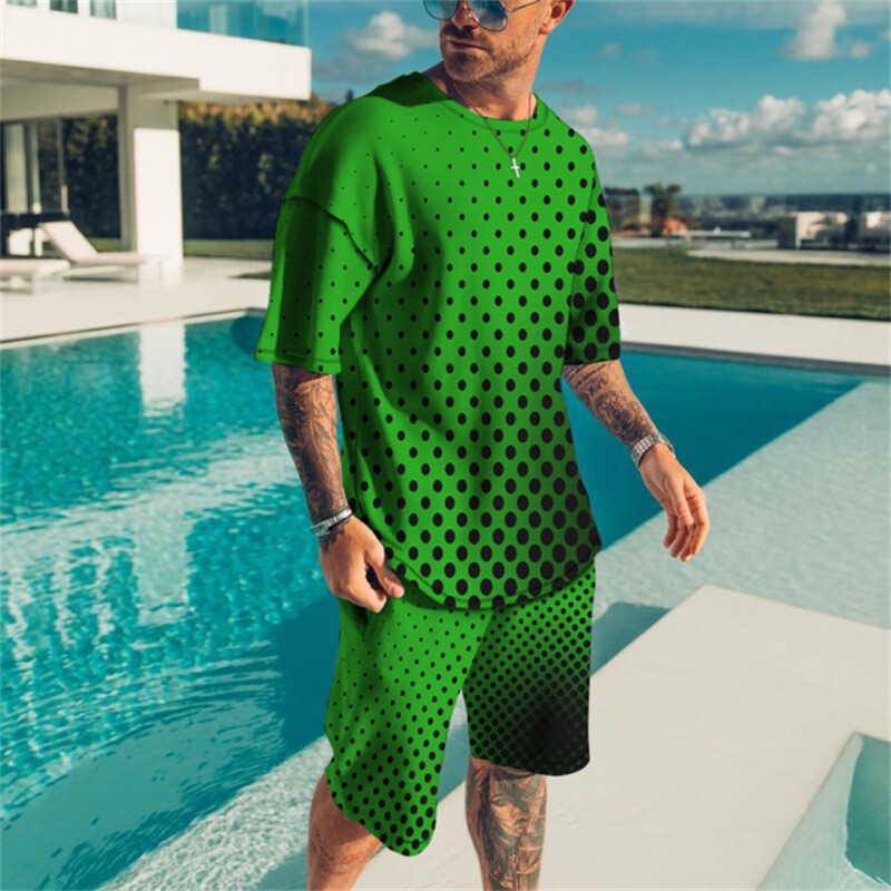 Summer Men’s Outfit 2-Piece Set Short Sleeve T-Shirts and Shorts Sweatsuit Set