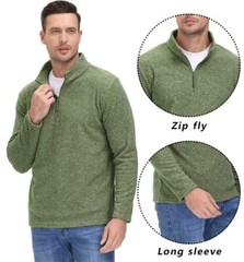 Men’s 1/4 Zip Up Fleece Pullover Casual Lightweight Long Sleeve Warm Sweatshirt