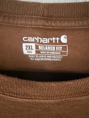 Carhartt Logo Graphic T-Shirt Men’s 2XL Tall Brown Cotton Knit Relaxed Fit