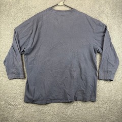 Claiborne Sleepwear Mens XL Long Sleeve Henley Shirt 100% Cotton Blue Plaid