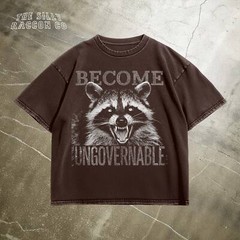 Vintage Angry Raccoon, Become Ungovernable Grunge Graphic T-Shirt for Men