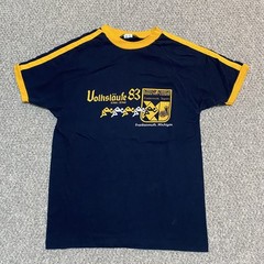 VTG 80s Champion Tag Frankenmuth Volkslauffe Navy Yellow Raglan T-Shirt Adult L