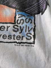 Looney Tunes Men’s L White Sylvester Graphic Print Crew Neck Tee 90s