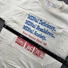 hanes heavyweight 50/50 Vintage Off White Shirt size Large Men Graphic