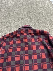 Vintage 60s Champion Cotton Red Plaid Flannel Shirt Size L Gusset Paint Splatter
