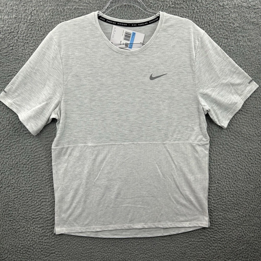 Nike Running Shirt Mens Medium Gray Dri FIT Run Division Core Training Top New
