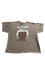 Peanuts Snoopy Slacker Graphic T Shirt Gray 2XL Retro Cartoon Tee