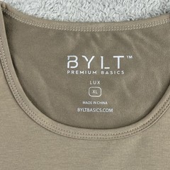 BYLT Shirt Mens XL Beige Driftwood Drop-Cut Lux Performance Crew Tee Athleisure