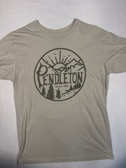 Pendleton Men’s Medium Tan Graphic T Shirt Mountain Logo Short Sleeve Outdoor