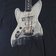 Vintage Tultex Nirvana Guitar T-Shirt Y2K Size Large Grunge Anvil Kurt Cobain