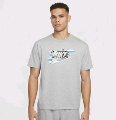 Nike Max90 Graphic T-Shirt Gray Airbrush Spray paint Mens S FZ7968-063 GreyHeath