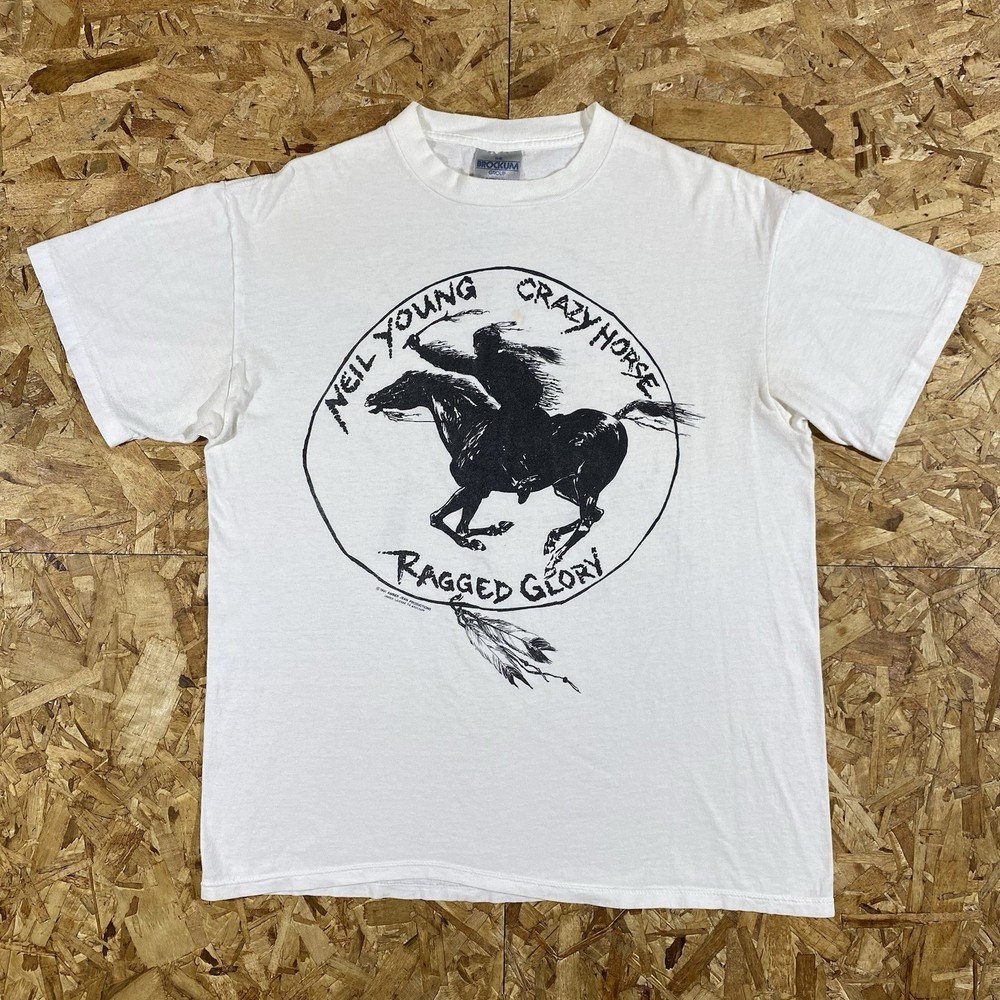 VTG 1991 Neil Young Crazy Horse Ragged Glory White Single Stitch Tour Shirt XL