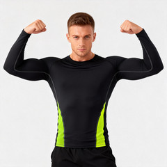 Athletic Long Sleeve Compression Shirts Dry Fit Sports Gym Shirts Outdoor Blue