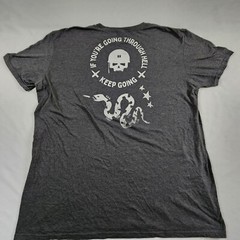 Kickin Brass For God And Country Skull Soldier Gray T-Shirt Men’s XL