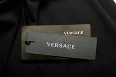 Versace Men’s Black Short Sleeve Gold Logo Embroidery T-Shirt US L IT 52