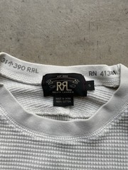 DOUBLE RL RALPH LAUREN WHITE/CREAM WAFFLE KNIT LONG SLEEVE CREW NECKSHIRT SMALL