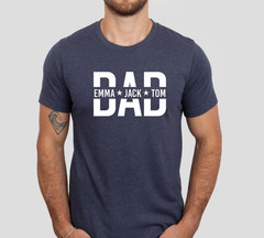 Custom Dad Shirt with Kids Names Personalized Father’s Day Gift Tee