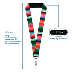 1.0 Inch Lanyard Zarape5 Vertical Multi Color Stripe ID Badge Holder Strap