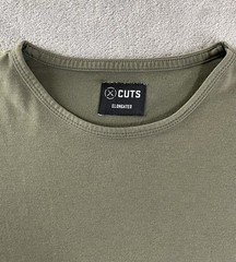 Cuts Clothing Elongated T Shirt Men Medium / S Tall Olive Green Crew Neck Tee