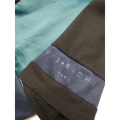 Vie Riche Paris Mens Multi-Panel Colorblock Zipper T-Shirt Black Teal Blue M