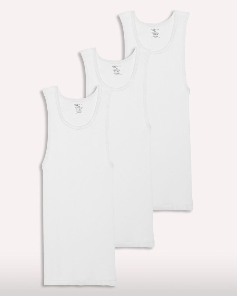 Jockey 100% Cotton Tall Man A-Shirt Tank, White – 3 Pack
