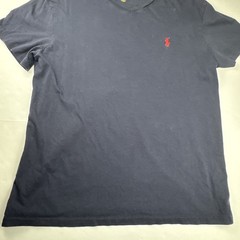 Polo Ralph Lauren Mens V-Neck T-Shirt Size M Navy Blue Cotton Classic Preppy Tee