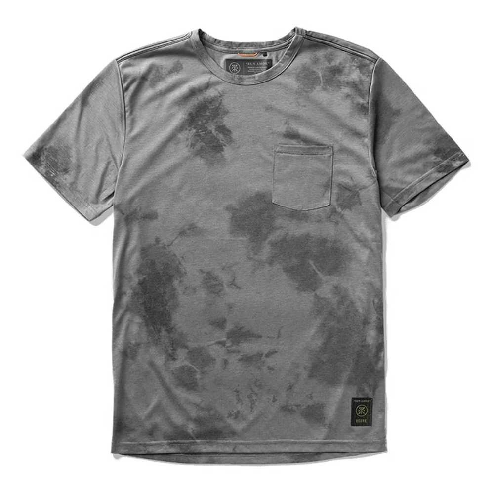 Roark Mathis Tie Dye Men’s Run Amok Pocket Tee Medium Gray S/S Active NEW #5773