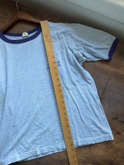 BOXY Vintage 50s 60s Ithaca College Ringer Shirt Heather Blue XL Airtowne Mills