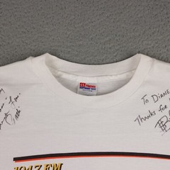 Vintage WZZK Country Music Shirt Mens XL White 104.7 Bill Lawson Signed 90s