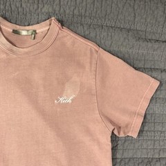 Kith Shirt Men XS Pink Script Logo Embroidered Tee Crewneck Distressed Patina