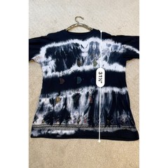 Vintage Style Tie Dye Graphic T-Shirt Black White Artistic Figures XL
