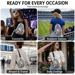 Clear TPU Crossbody Sling Bag for Stadium Events, Waterproof Transparent Ches…