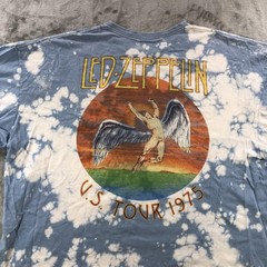Led Zeppelin Shirt Mens 2XL Blue Tie Dye U.S. Tour 1975 Band Graphic Tee