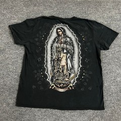 Gildan T-Shirt Mens Size XL Black Virgin Mary Nuestra Reyna Graphic Cotton Tee