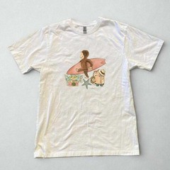 Curious George monkey surfing design graphic tee