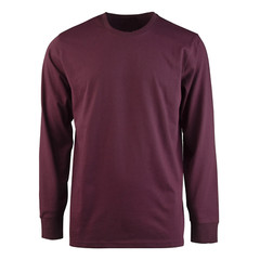 Cotton T-Shirt Crew Neck Men’s Long Sleeves Classic Ribbed Cuff and Neck Solid