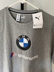 Puma BMW Motorsport Men’s Gray Logo T Shirt Size Large