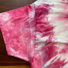 Tie Dyed Unisex Men’s T-shirt – Ice Dye Vibrant Pink Peony – Handmade (XLarge)