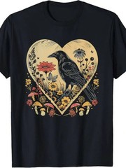 Black Crow’S Villa1pc, 100% Cotton, Washed Printed T-Shirt, Seasonal Casual Men’