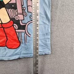 Astro Boy Kanji Graphic Print Tee Men’s S Light Blue Multi Crewneck Short Sleeve