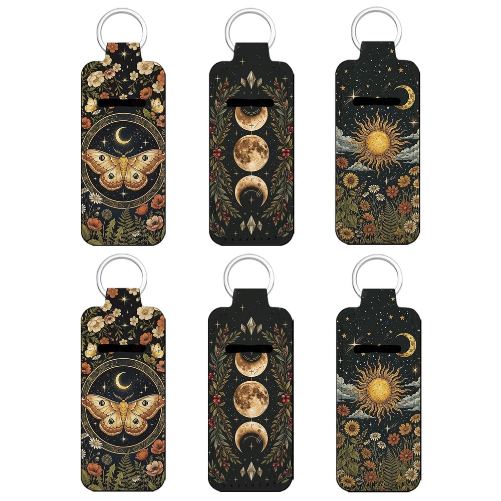 Chapstick Holder Key Chain Gothic Lunar Phases 6 Pieces, Chapstick Lipstick K…