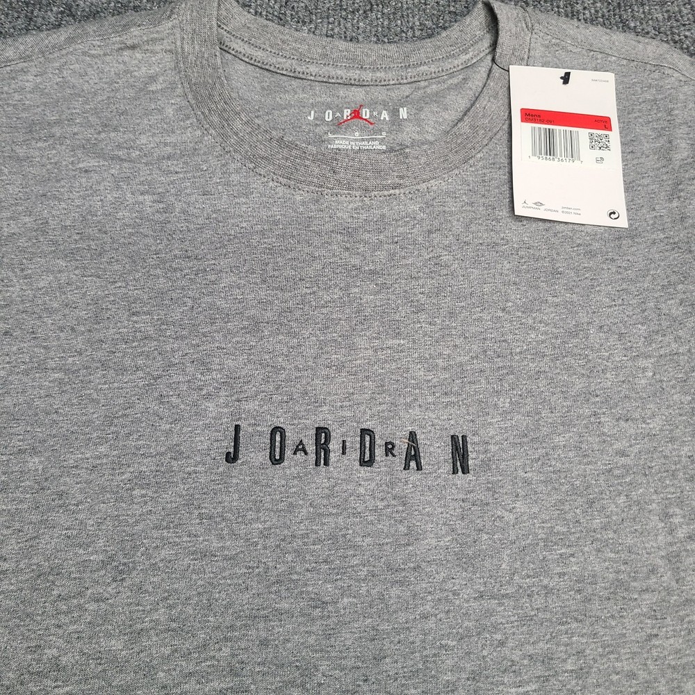 Jordan Shirt Men Large Gray Heather Embroider Wordmark Jumpman Logo Nike Air Tee