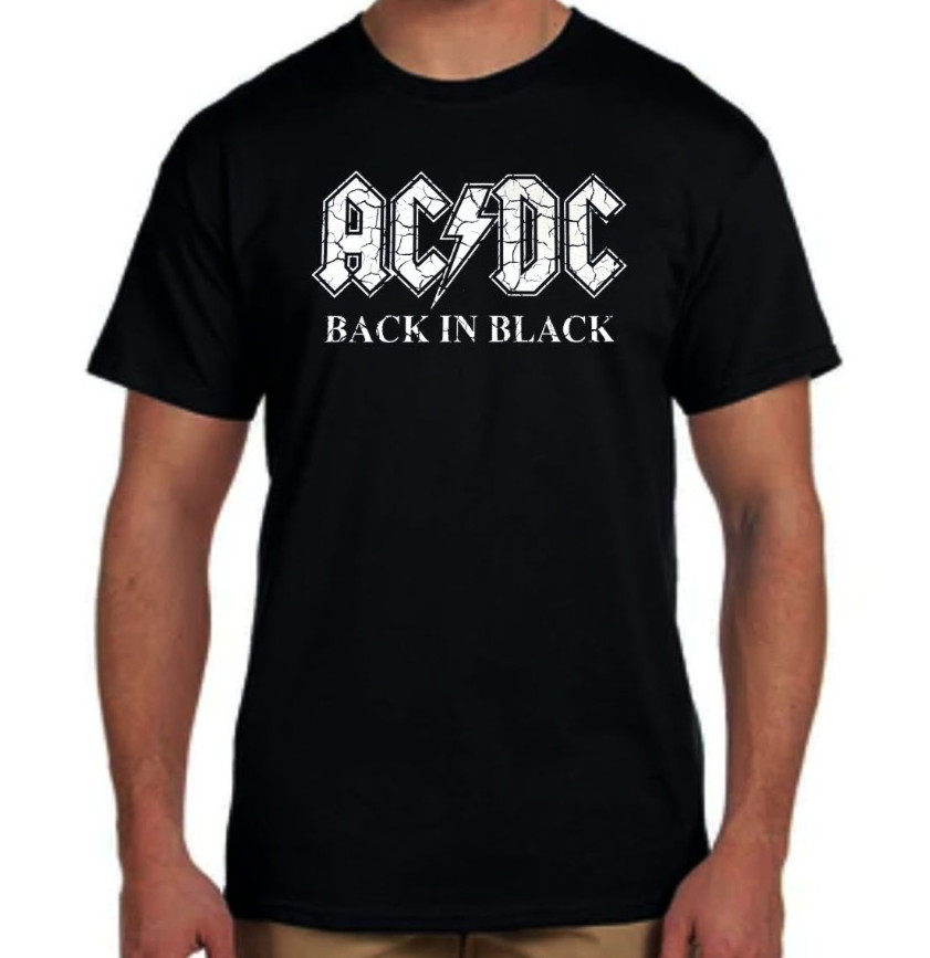 AC/DC Back in Black Rock Band Men’s Black T Shirt