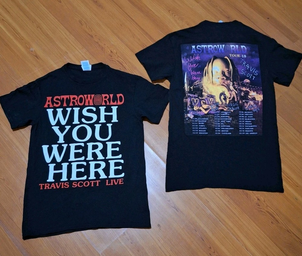 Travis Scott Astroworld Tour T Shirt 2018 Wish You Were Here Tour Size Small