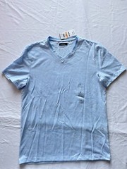 Alfani Mens Blue V-NeckT-Shirt Size S Lenin Stretch Easy Care