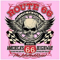BIKER T-SHIRT-ROUTE 66-LIVE TO RIDE-AMERICA’S HIGHWAY