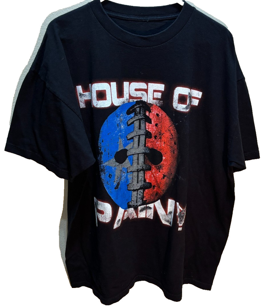 House of Pain Shaka Black Football Hip Hop Red Blue Mask Vintage 90s T-Shirt