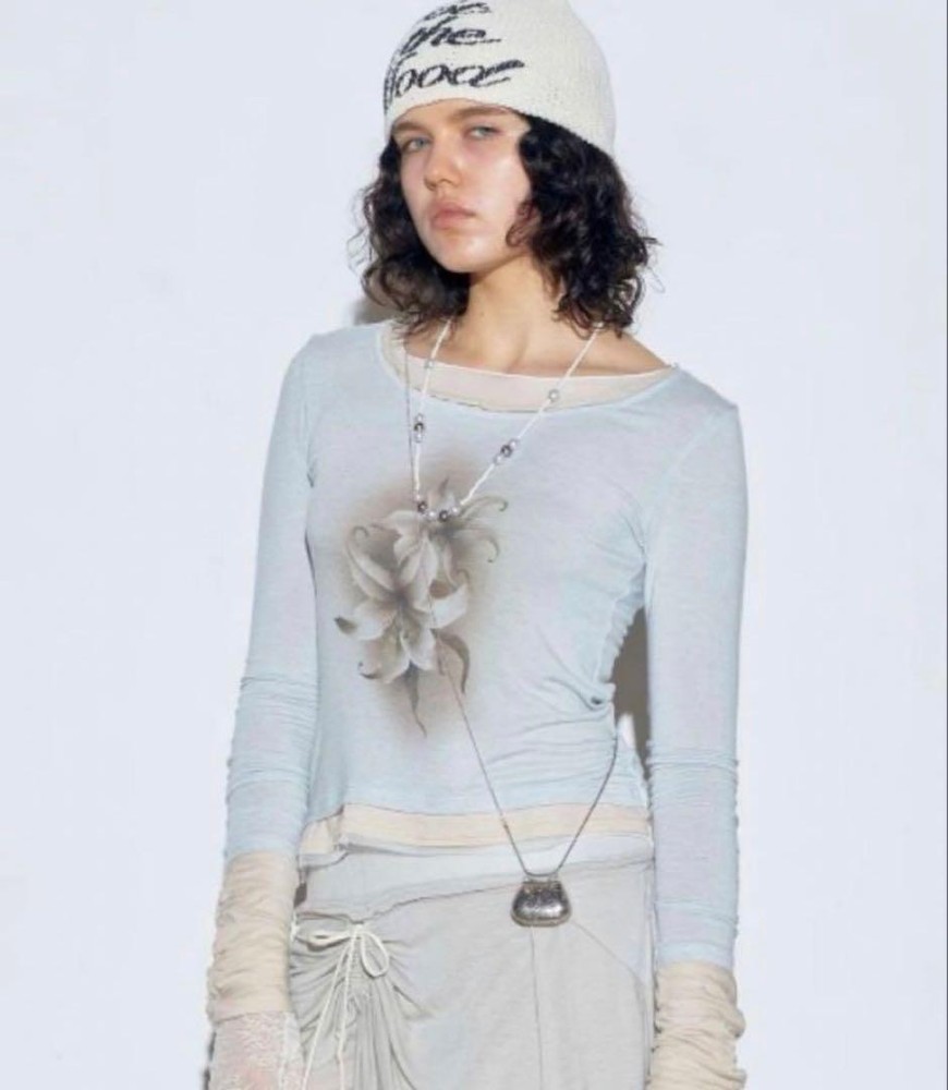 SCULPTOR Triple Layered Long Sleeve T-Shirt Light Blue Free Size